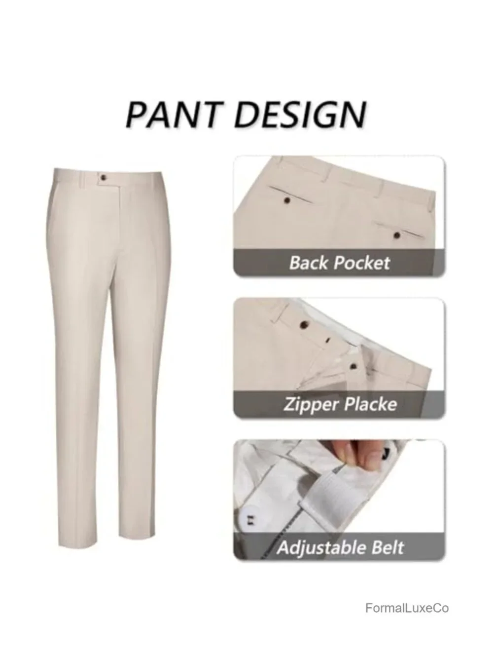 Men's 3-Piece Slim Fit Linen Suit Set Wedding Beach Blazer Vest Pants